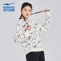 ERKE 鸿星尔克 卫衣女秋季连帽女生套头衫休闲运动上衣 -冰川白 M