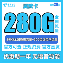 CHINA TELECOM 中国电信 翼枫卡 半年29元月租（210G全国流量+200分钟通话）