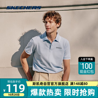 SKECHERS 斯凯奇 春季男子POLO衫舒适上衣L123M033 蓝/00F5 M