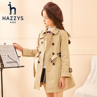 HAZZYS 哈吉斯 女童防风保暖风衣 米卡其