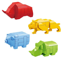 BXA 儿童创意动物鲁班锁玩具智力DIY拼插孔明锁积木玩具礼物 4款各1个