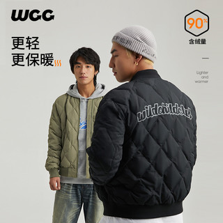 WildChildClub WCC 冬季新款菱形格羽绒服男短款美式加厚棒球服潮牌情侣夹克外套