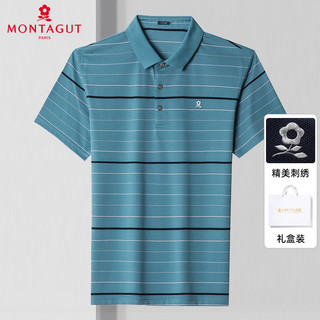 MONTAGUT 梦特娇 正品夏季男士桑蚕丝休闲翻领短袖t恤衫半袖薄款polo衫男装