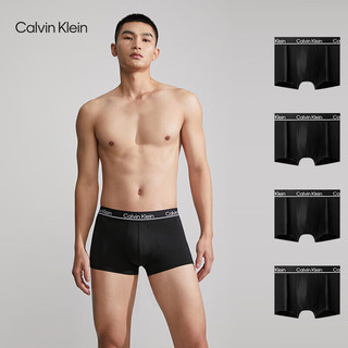 卡尔文·克莱恩 Calvin Klein 内衣男士时尚四条装O腰边弹力轻薄透气平角内裤NP2446O 001-太空黑 XL