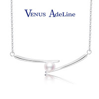 Venus ADELINE淡水珍珠项链女银年轻款平衡木单颗吊坠气质