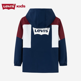 Levi's 李维斯 童装男女童中长款连帽风衣撞色儿童外套上衣 深靛蓝 110/52