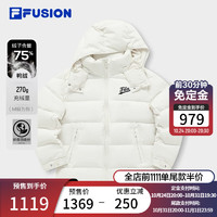 FILA 斐乐 FUSION斐乐潮牌羽绒服女时尚宽松保暖连帽上衣 纶度白-WT 170/88A/L