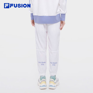 斐乐（FILA） FUSION潮牌女子梭织长裤基础撞色拼接运动裤 标准白-WT 160/62A/S