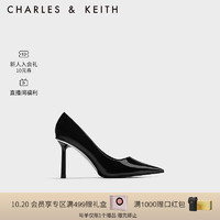 CHARLES&KEITH23冬季时尚漆皮尖头细高跟单鞋女CK1-60280416 Black Patent黑色 36