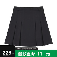 森马（Semir）半身裙女黑色百褶裙盐甜系2023冬A字短裙学院风 黑色90001 170/92A/XL