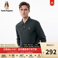 Hush Puppies暇步士男装2024春纯色百搭华夫格凉感Polo领T恤 068中灰3 S