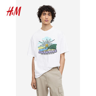 H&M H&amp;M 男士纯棉印花休闲圆领短袖 1032522