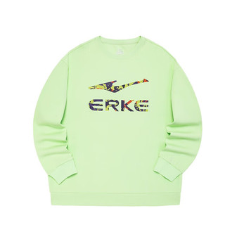 鸿星尔克（ERKE）卫衣男子宽松舒适纯色简约迷彩印花圆领男士运动上衣套 轻氧绿 XL