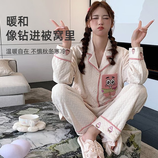 婧麒空气棉月子服秋冬产后哺乳睡衣大码怀孕期待产妇纯家居服 玉桂狗【舒适空气棉】 L