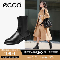 ecco 爱步 靴子女 2023年冬季新款女靴厚底增高女鞋 都市阿姆222003 黑色22200351052 37