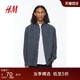  H&M HM男装衬衫2023年秋季新款纯色贴袋简单纯棉长袖上衣1036739　