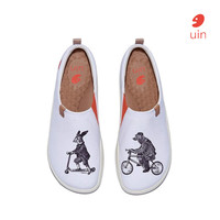 U·IN 彩绘旅行鞋幽默透气飞织帆布轻便一脚蹬休闲鞋低帮时尚百搭男女鞋 动物世界4-情侣款-帆布 40.5男码