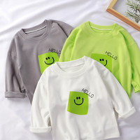 吉卡龙 儿童长袖T恤新款春秋季百搭打底男女童小白T长袖德绒时尚保暖上衣