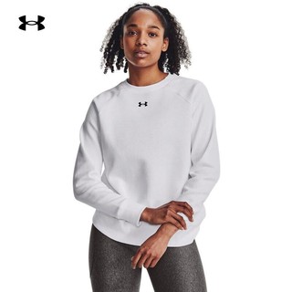 安德玛 UNDERARMOUR）秋冬Rival女子抓绒圆领训练运动卫衣1379508 白色100 S