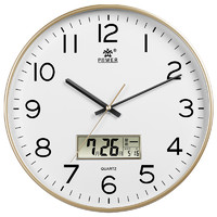 POWER 霸王 北欧简约客厅日历挂钟个性创意时钟家用时尚现代装饰石英钟表24010A3