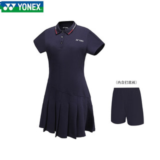 YONEX 尤尼克斯 2023羽毛球服连衣裙速干吸汗翻领运动裙 215133藏青色连衣裙