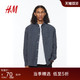 H&M HM男装衬衫秋季纯色贴袋简单纯棉长袖上衣1036739