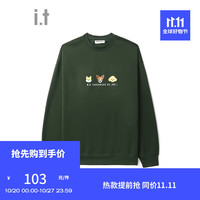 :CHOCOOLATEit 款多色圆领卫衣简约随性CLSWU07L GRD/绿色 S