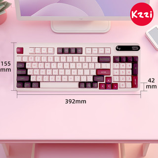 珂芝（KZZI）Z98潮玩版三模蓝牙2.4G无线有线机械键盘94键位多彩屏幕GIF动图全键热插拔轴 樱花版 相聚轴