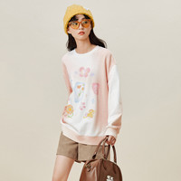 乐町圆领印花卫衣秋季渐变卫衣女宽松设计感