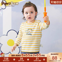 【商场同款】PawinPaw小熊童装秋季女宝宝条纹长袖T恤
