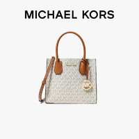 MICHAEL KORS 迈克·科尔斯 MK女包MERCER老花单肩手提斜挎包风琴包 中号 香草色/橡果棕