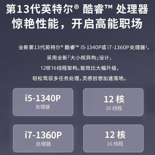 ThinkPad联想笔记本电脑2023款 13代十二核i516英寸IBM轻薄大屏商用办公娱乐设计游戏本 升级：I7-1360P 24G 512G 集显 【16:10屏幕比例 3.3mm微边框】