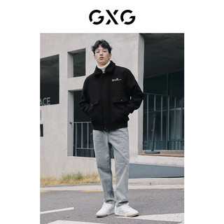 GXG 男装21年冬季男士黑色可脱卸羊羔领短大衣轻商务 黑色 165/S