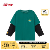 New Balance NB童装儿童长袖T恤假两件男女童休闲上装打底运动衫
