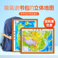 【北斗】共2张 中国地图和世界地图 3d凹凸立体地形图约30cm*23cm 装饰学习地理三维地貌地形小学中学初中生北斗地图