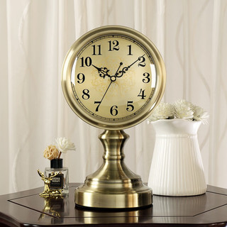 汉时（Hense） 创意简约座钟台式钟表摆件时钟桌面摆钟客厅卧室高档台钟HD312 青铜色