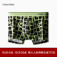 卡尔文·克莱恩 Calvin Klein 内衣男时尚提花满印轻薄防夹臀平角内裤NB2225 5UR-黑底荧光logo M