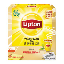 Lipton 立顿 袋泡茶黄牌精选红茶100包200g×1盒独立茶包下午茶