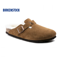 BIRKENSTOCK 勃肯 Boston shearling系列 棕色窄版 男女同款软木毛毛拖鞋 1001141