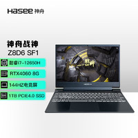 Hasee 神舟 战神Z8D6 SF1 12代酷睿i7 15.6英寸  4060游戏本 笔记本电脑