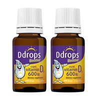 Ddrops 滴卓思维生素d3滴剂drops新生婴儿童vd3液体钙吸收DD小滴瓶 儿童D3 600iu*2