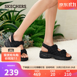 SKECHERS 斯凯奇 2023夏女士休闲厚底魔术贴凉鞋119849 全黑色/BBK 36