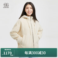 KOLON SPORT/可隆抓绒衣 女子户外运动露营羊羔绒连帽夹克外套 LKFJ3WTT68-PE 杏 155/XS