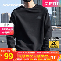 斯凯奇（Skechers）男装冬保暖运动卫衣黑色打底套头衫休闲长袖上衣 黑色-0018/毛圈内里  M(170/88A )