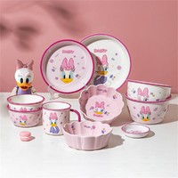 摩登主妇 迪士尼儿童餐具套装家用2023新款卡通可爱陶瓷饭碗餐盘子