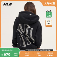 MLB 官方 男女情侣立体胶印LOGO连帽卫衣宽松加绒23秋冬新款HDB03