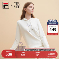 FILA 斐乐 x THE MET斐乐官方女子针织连帽上衣2023冬新款莫奈印花卫衣