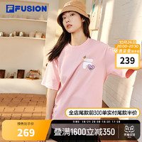 FILA FUSION 斐乐潮牌运动短袖T恤夏季宽松情侣印花宽松上衣男女