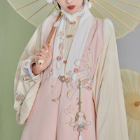 七月夕明制汉服 莳花复刻 双面呢改良绣花比甲立领长衫冬保暖日常