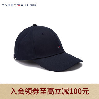 TOMMY HILFIGER 女装纯棉经典绣标金属调节扣圆顶弯檐运动棒球帽AW0AW09807 藏青色DW5 均码（头围56cm）